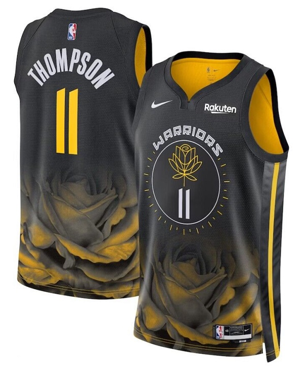 Men's Golden State Warriors #11 Klay Thompson 2022/2023 Black City edition Stitched Basketball Jersey